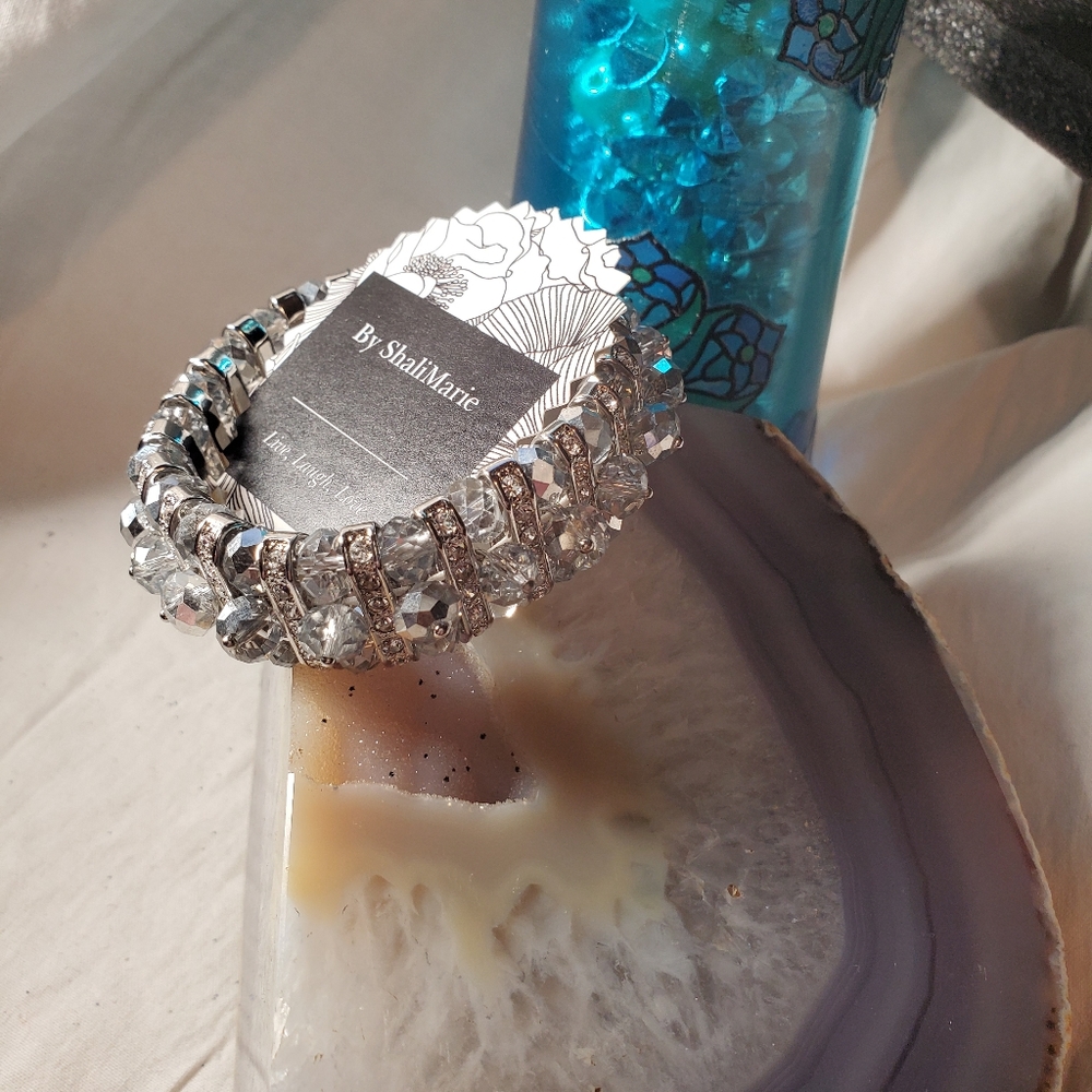 White Swarovski crystals bracelet